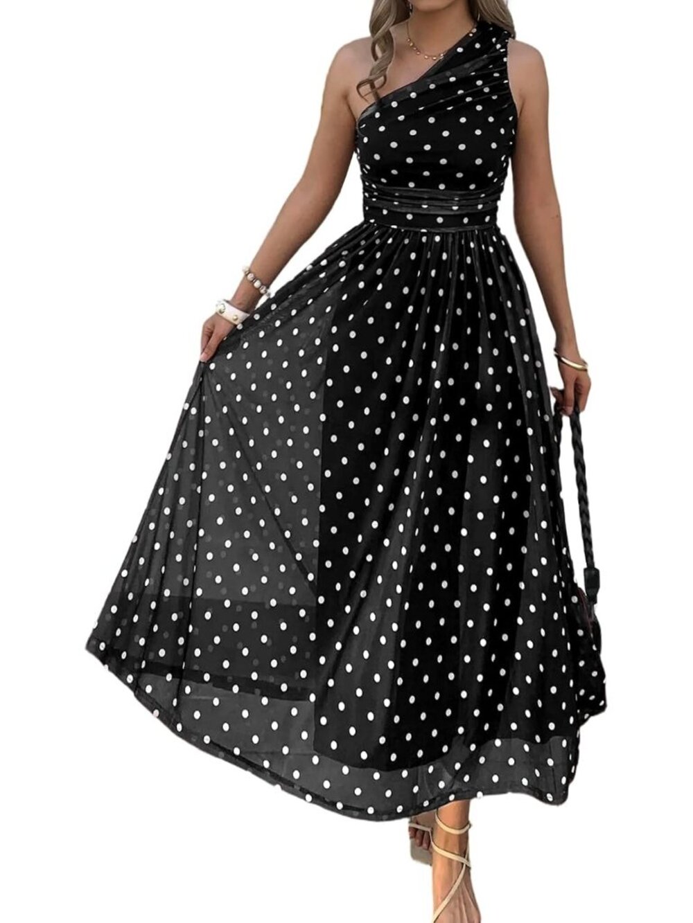 Women's Black Summer Boho Beach One Shoulder Floral Wedding Guest Maxi Dresses
